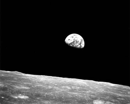 Earthrise as seen from the moon